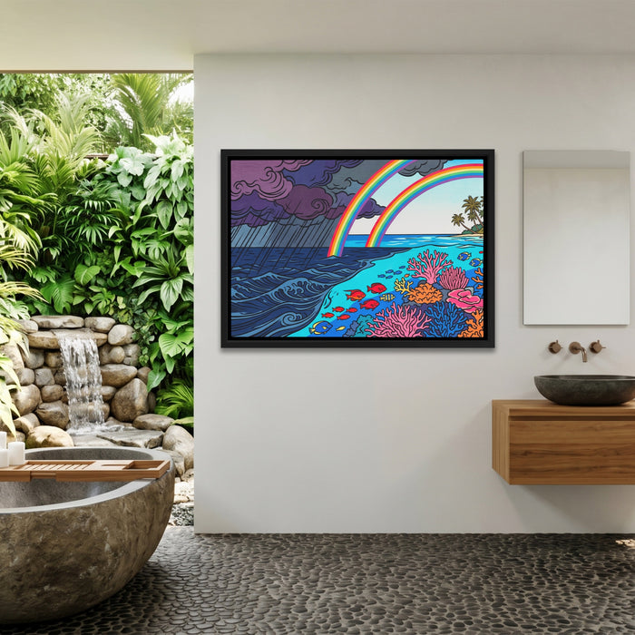 Double Rainbow Reef canvas wall art, room view