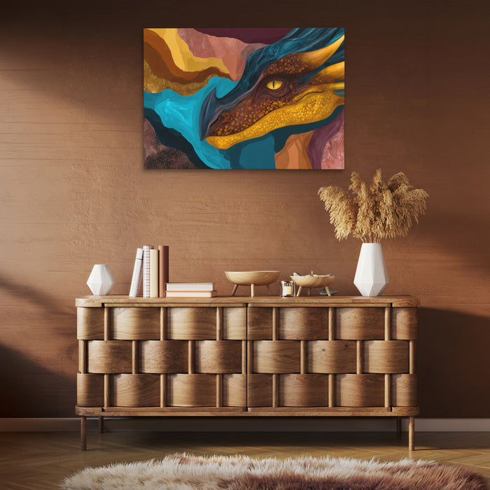 Dragon Liquid Dreams canvas wall art, room view