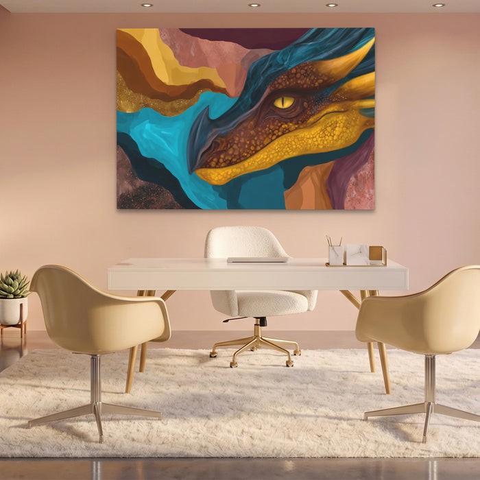 Dragon Liquid Dreams canvas wall art, room view