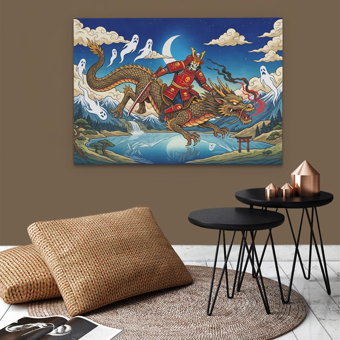 Dragon Moonlit Rider canvas wall art, room view
