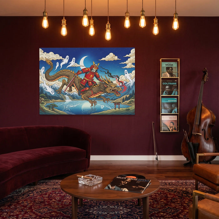 Dragon Moonlit Rider canvas wall art, room view