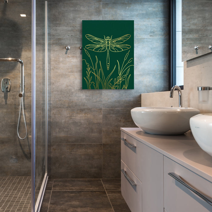 Dragonfly Golden Reeds — dragonfly golden reeds sq bathroom 1port flush print