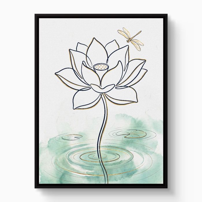 Dragonfly Lotus Water — dragonfly lotus water white studio framed black