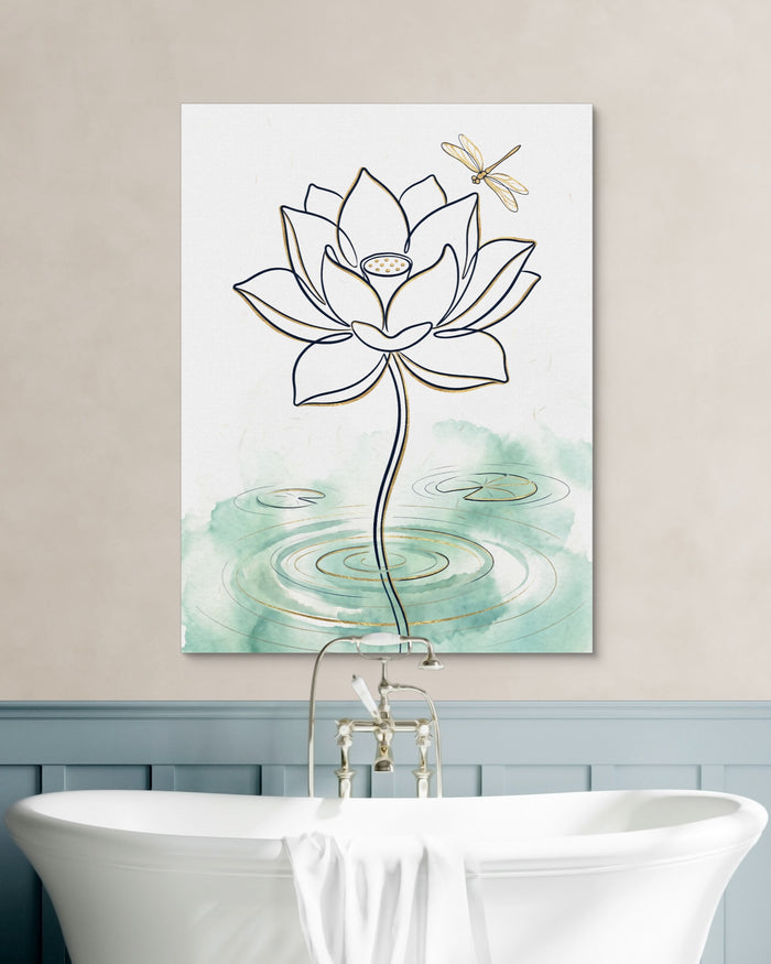 Dragonfly Lotus Water — dragonfly lotus water psd white wall green bath 1port flush print