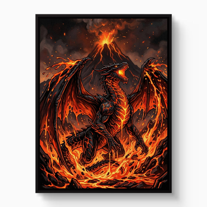 Dragon's Volcanic Roar — dragon's volcanic roar white studio framed black