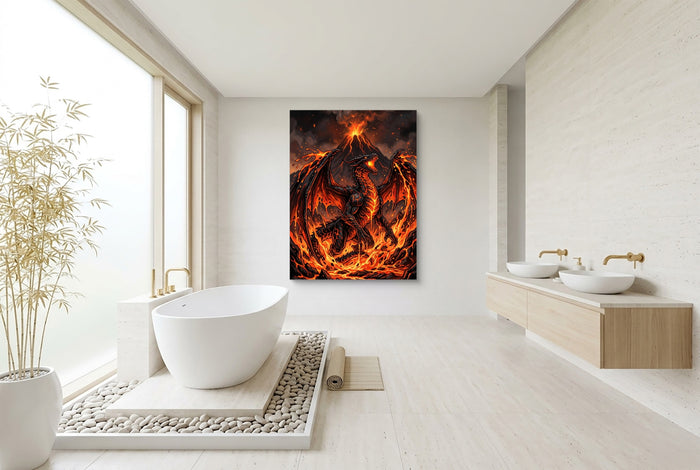 Dragon's Volcanic Roar — dragon's volcanic roar bathroom interior with tub 1port flush print