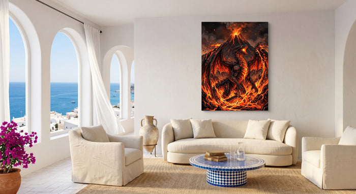 Dragon's Volcanic Roar — dragon's volcanic roar beachside couch livingroom 1port flush print