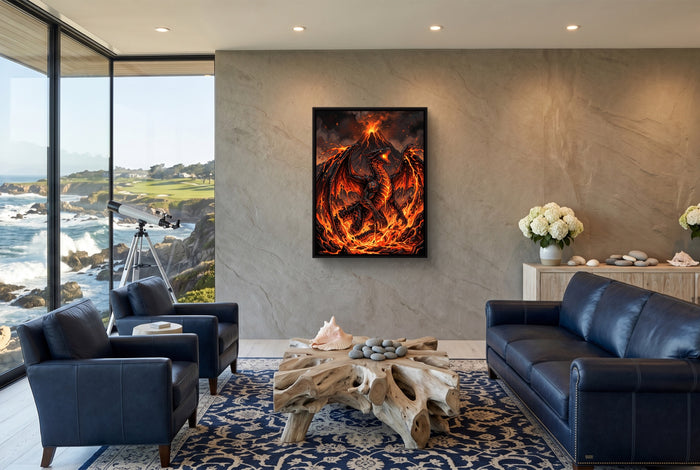 Dragon's Volcanic Roar — dragon's volcanic roar living room with ocean view 1port framed black