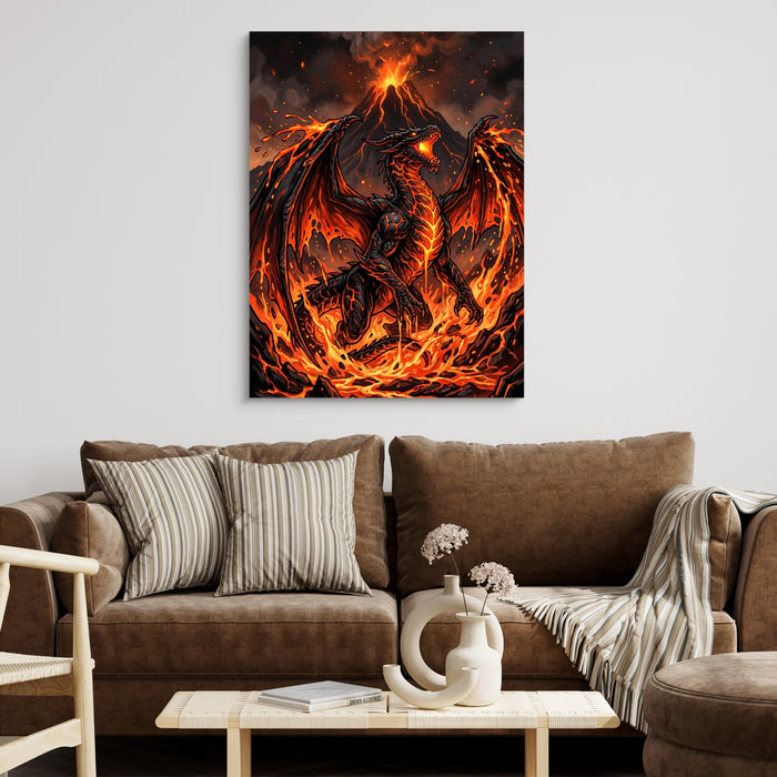Dragon's Volcanic Roar — dragon's volcanic roar sq brown couch 1port flush print