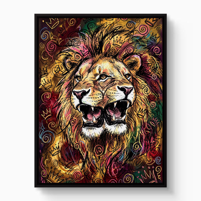 Dual Lion Fury — dual lion fury white studio framed black