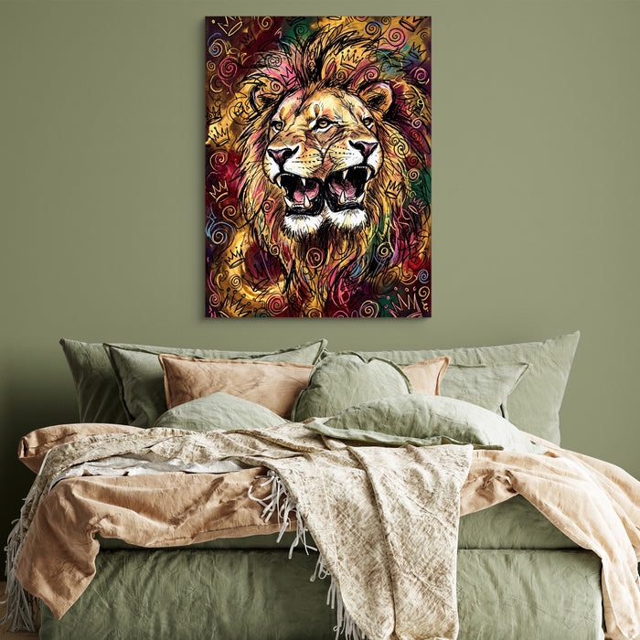 Dual Lion Fury — dual lion fury sq green bedroom 1port flush print