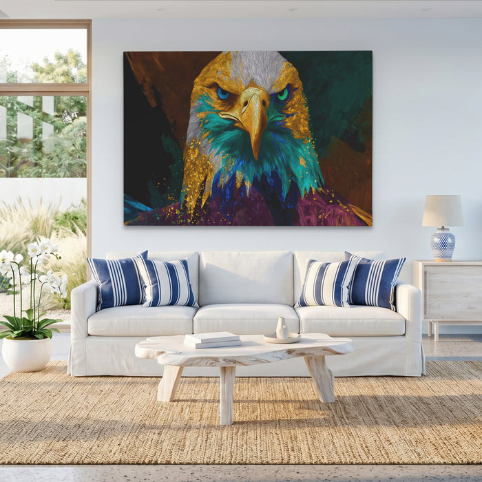 Eagle Burgundy Gold canvas wall art, room view