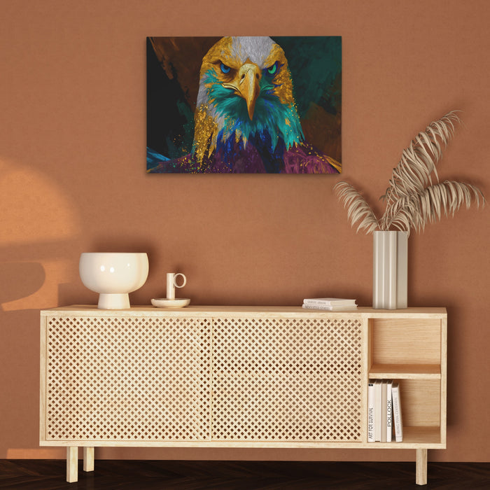 Eagle Burgundy Gold canvas wall art, room view