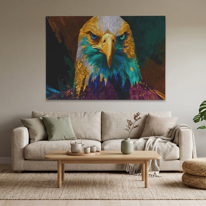 Eagle Burgundy Gold canvas wall art, room view