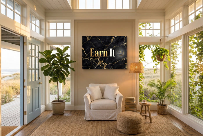 Earn It Golden Marble — earn it golden marble living room with plants 1land flush print