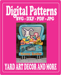 Easter bunny drives Happy Easter truck yard art deco digital template