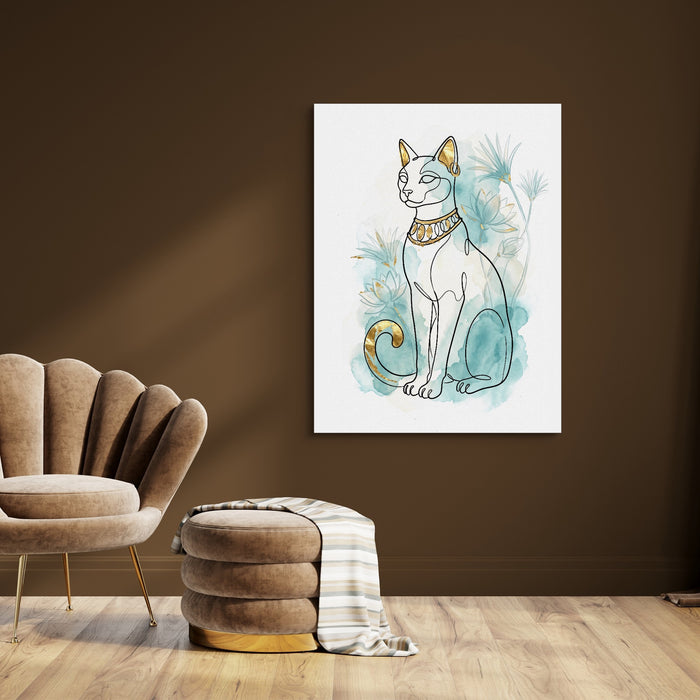 Egyptian Cat Golden Lotus — egyptian cat golden lotus sq brown room 1port flush print