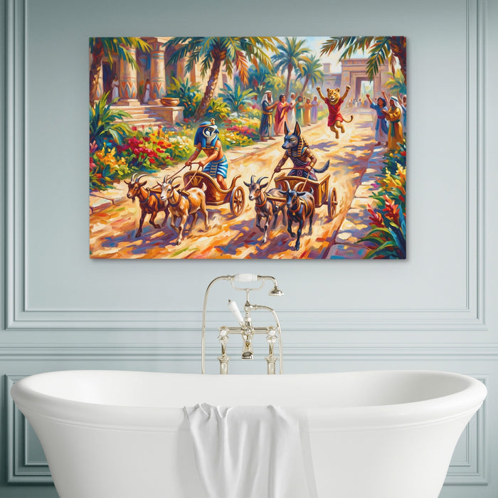 Egyptian Chariot Race canvas wall art, room view