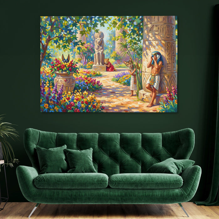 Egyptian Hide and Seek canvas wall art, room view