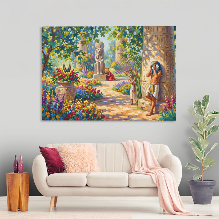 Egyptian Hide and Seek canvas wall art, room view