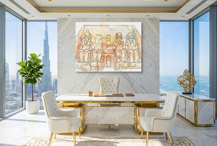 Egyptian Temple Golden — egyptian temple golden office with city view 2 1land flush print