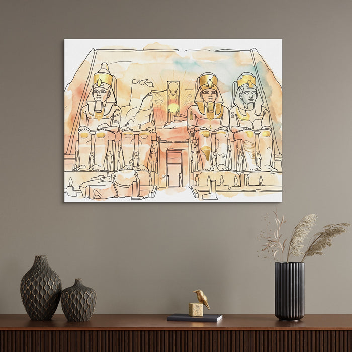 Egyptian Temple Golden — egyptian temple golden sq wall desk bird 1land flush print