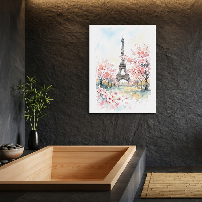 Eiffel Spring Blossoms — eiffel spring blossoms sq bamboo bathroom 1port flush print