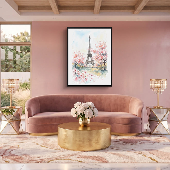 Eiffel Spring Blossoms — eiffel spring blossoms sq pink pleasure 1port framed black