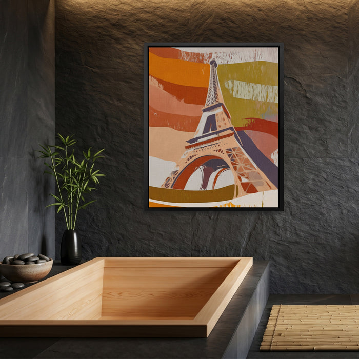 Eiffel Tower Sepia canvas wall art, room view