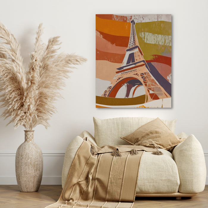 Eiffel Tower Sepia canvas wall art, room view