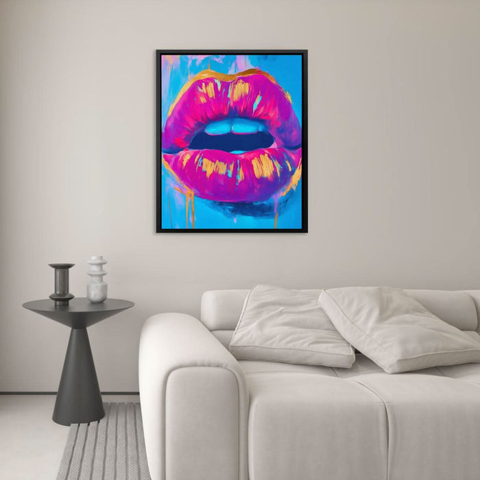 Electric Lips Drip - Colorful Canvas Wall Art