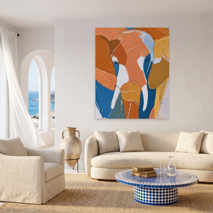 Elephant Earth Geometric canvas wall art, room view