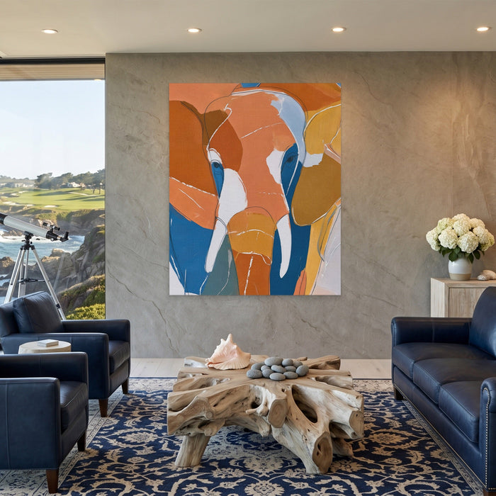 Elephant Earth Geometric canvas wall art, room view