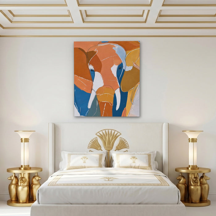 Elephant Earth Geometric canvas wall art, room view
