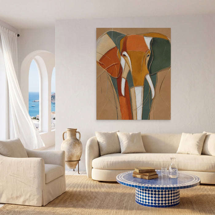 Elephant Gold Navy canvas wall art, room view