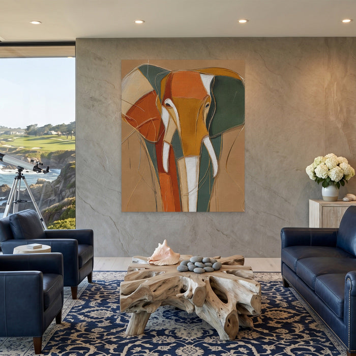 Elephant Gold Navy canvas wall art, room view