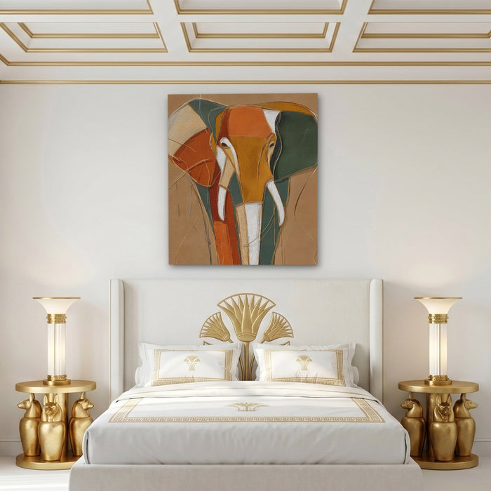 Elephant Gold Navy canvas wall art, room view