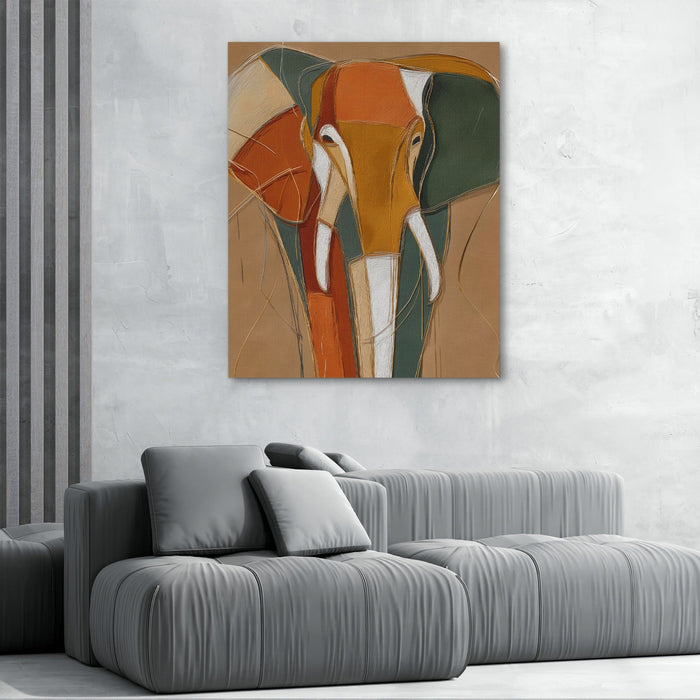 Elephant Gold Navy canvas wall art, room view