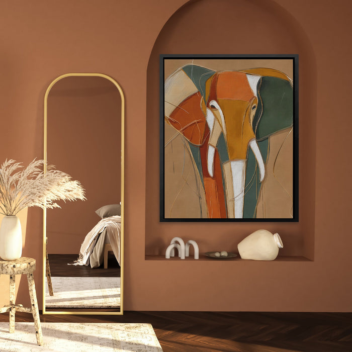 Elephant Gold Navy canvas wall art, room view