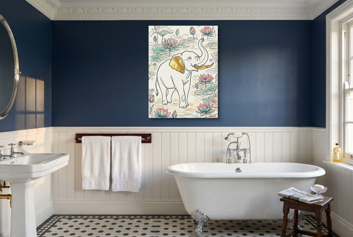 Elephant Golden Lotus — elephant golden lotus small bathroom interior 2 1port flush print