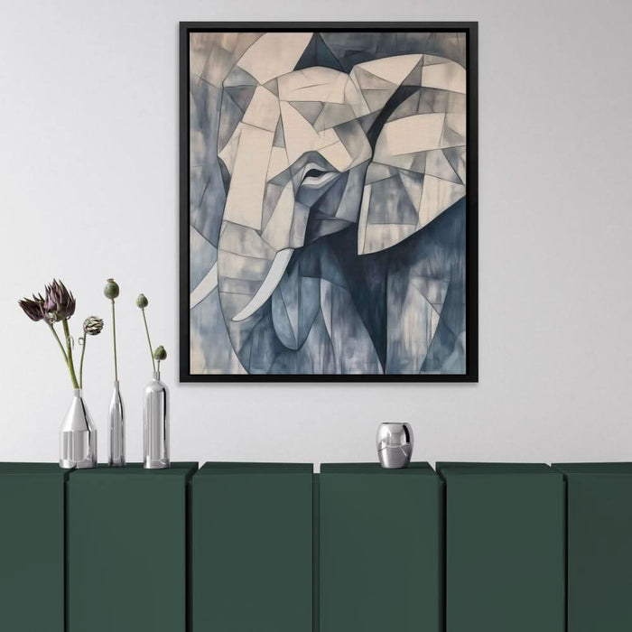 Elephant Mosaic - Abstract Wall Art in Black Frame