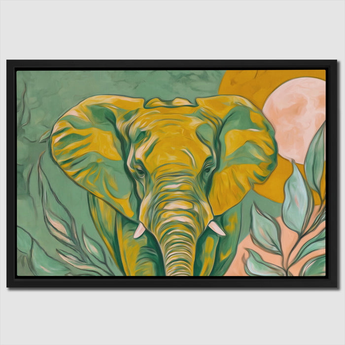 Elephant Pale Gold canvas wall art, room view