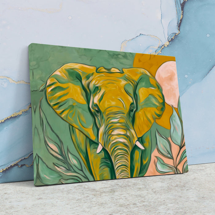 Elephant Pale Gold canvas wall art, room view