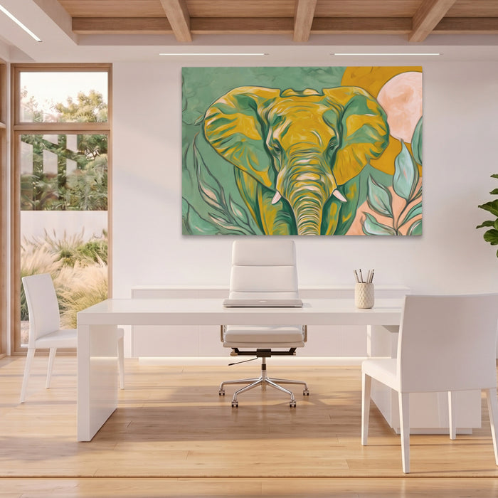 Elephant Pale Gold canvas wall art, room view