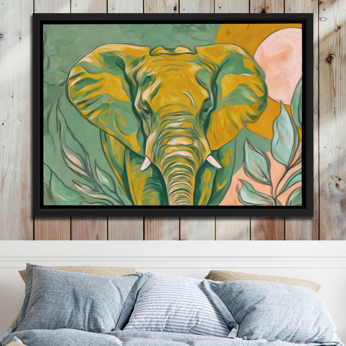 Elephant Pale Gold canvas wall art, room view
