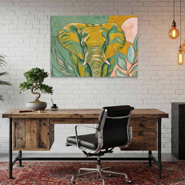 Elephant Pale Gold canvas wall art, room view
