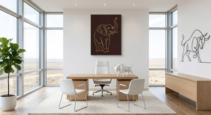 Elephant's Warm Upward Reach - Luxury Wall Art