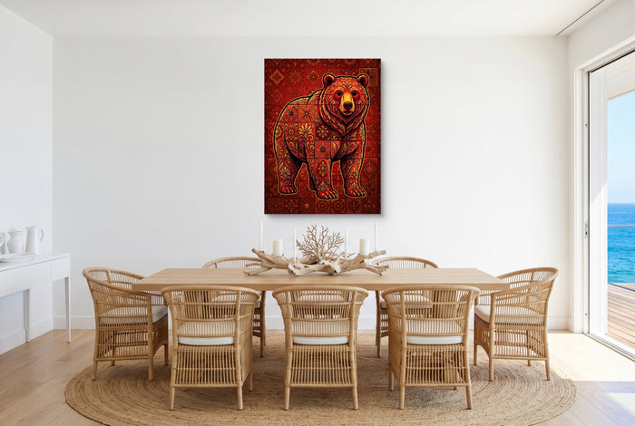 Ember Bear — ember bear small dining room with ocean view 1port flush print