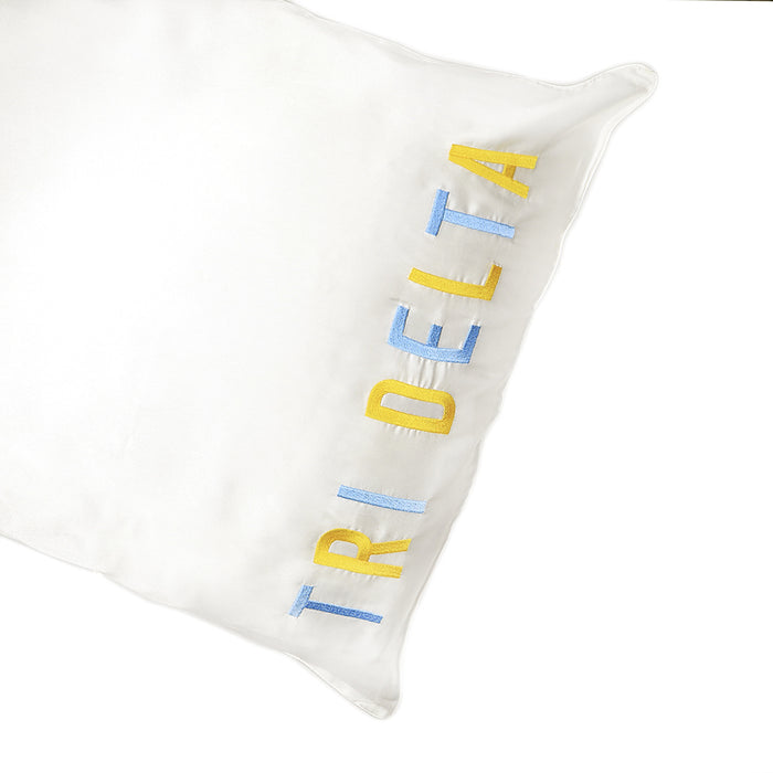 Embroidered Satin Pillowcase- Delta Delta Delta