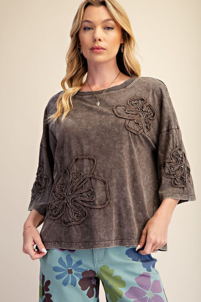 Embroidered Washed Top